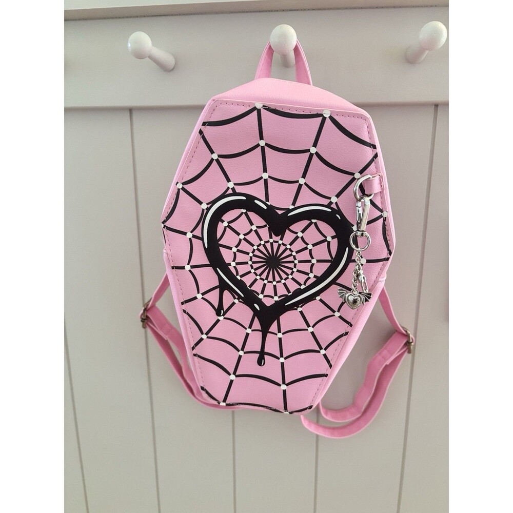 Monster High Coffin Mini Backpack Pink Spiderweb Goth Girl Bag Halloween Vampy
